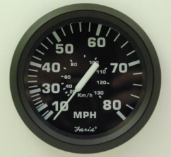 Speedometer, 80 MPH, 4", Sender Required - Faria