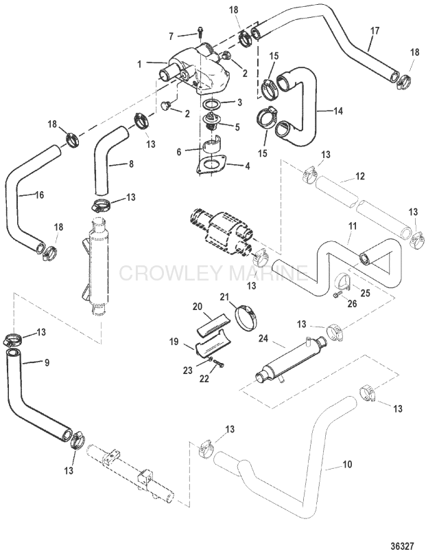 Thermostat Housing(Fuel Cooled System) Sn 0k147349 & Below image