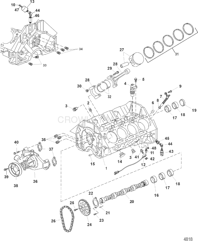 Block Camshaft And Pistons image
